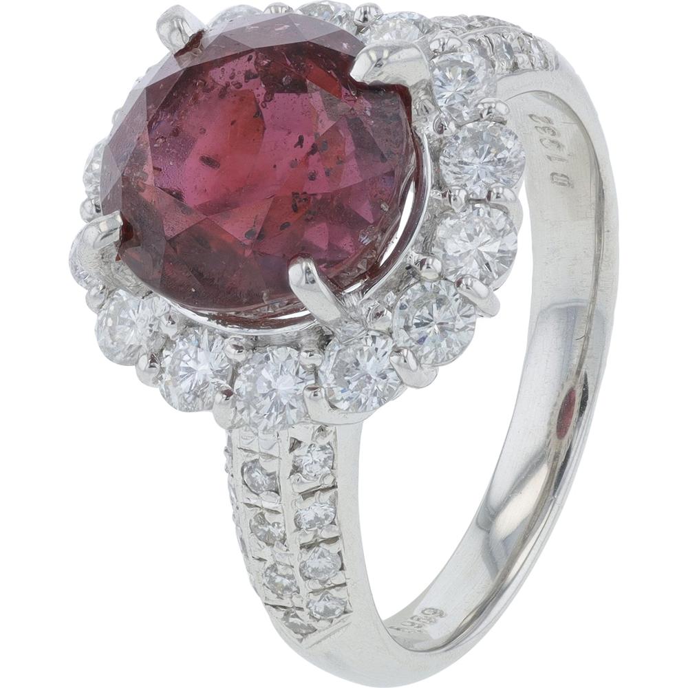 Platinum 5.96 Carats No Heat Ruby Ring with 1.43 Carats Diamonds - Size 6.25