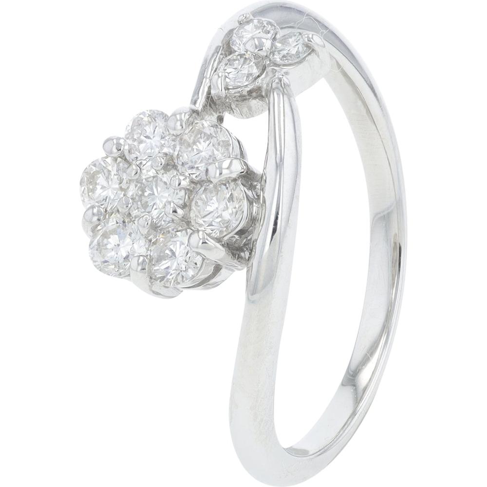 Platinum .50 Carat Total Weight Diamond Flower Ring - A Brilliant Floral Design in Platinum