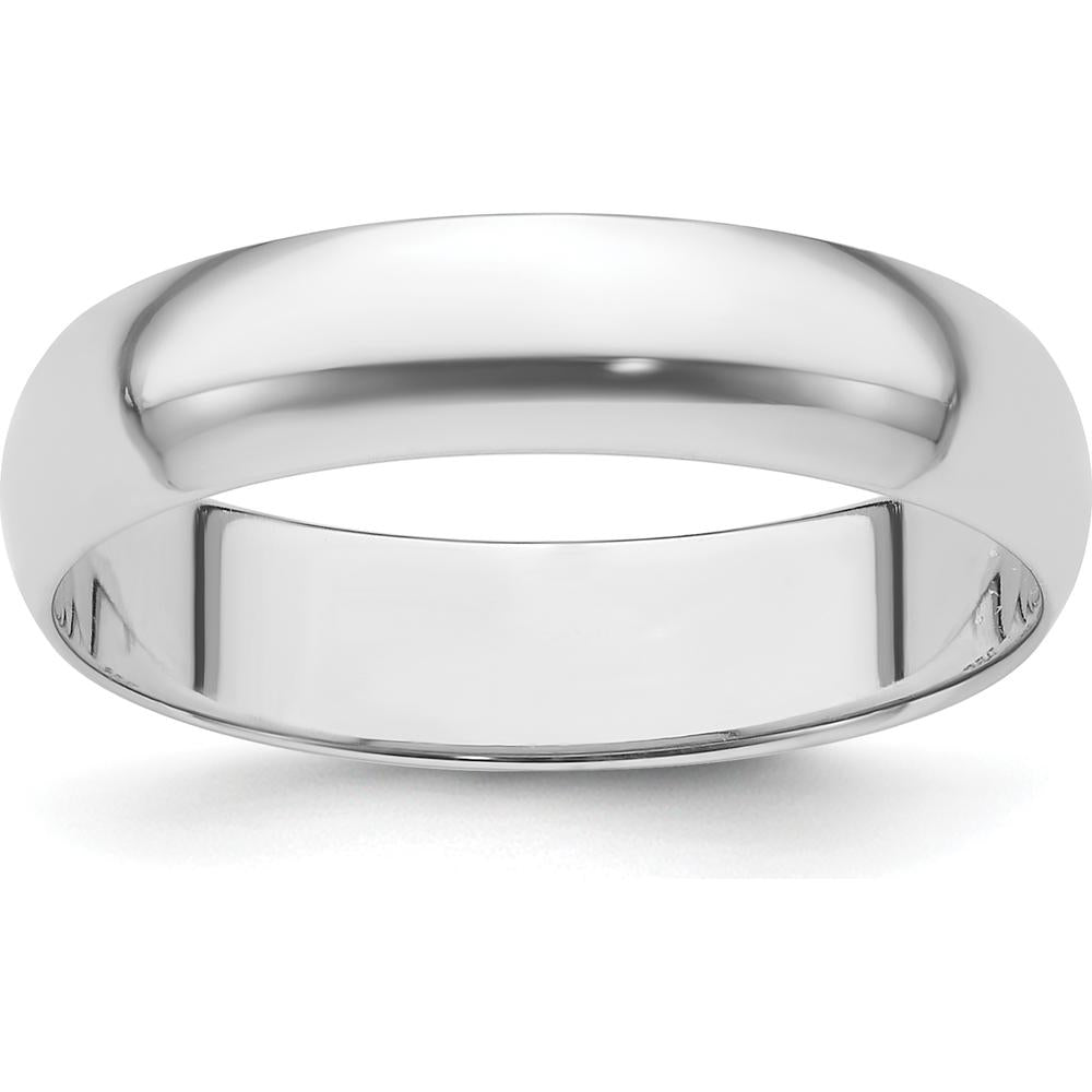 Platinum 5mm Half Round Featherweight Wedding Band - Lightweight Polished Finish, Size 5.5 by Luciano & Cie