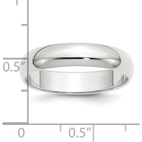 Platinum 5mm Half Round Wedding Band in Size 7.5 - Polished Finish by Luciano & Cie