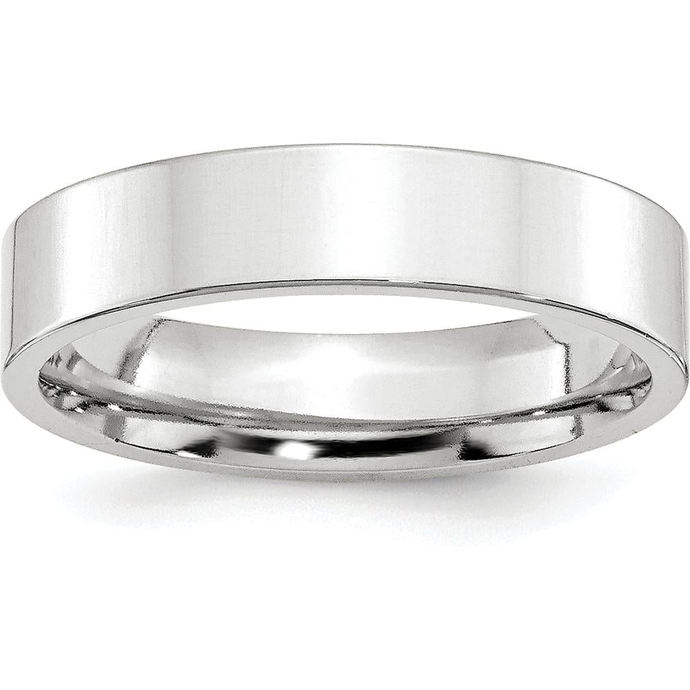 Platinum 5mm Polished Flat Wedding Band - Size 10 by Luciano & Cie