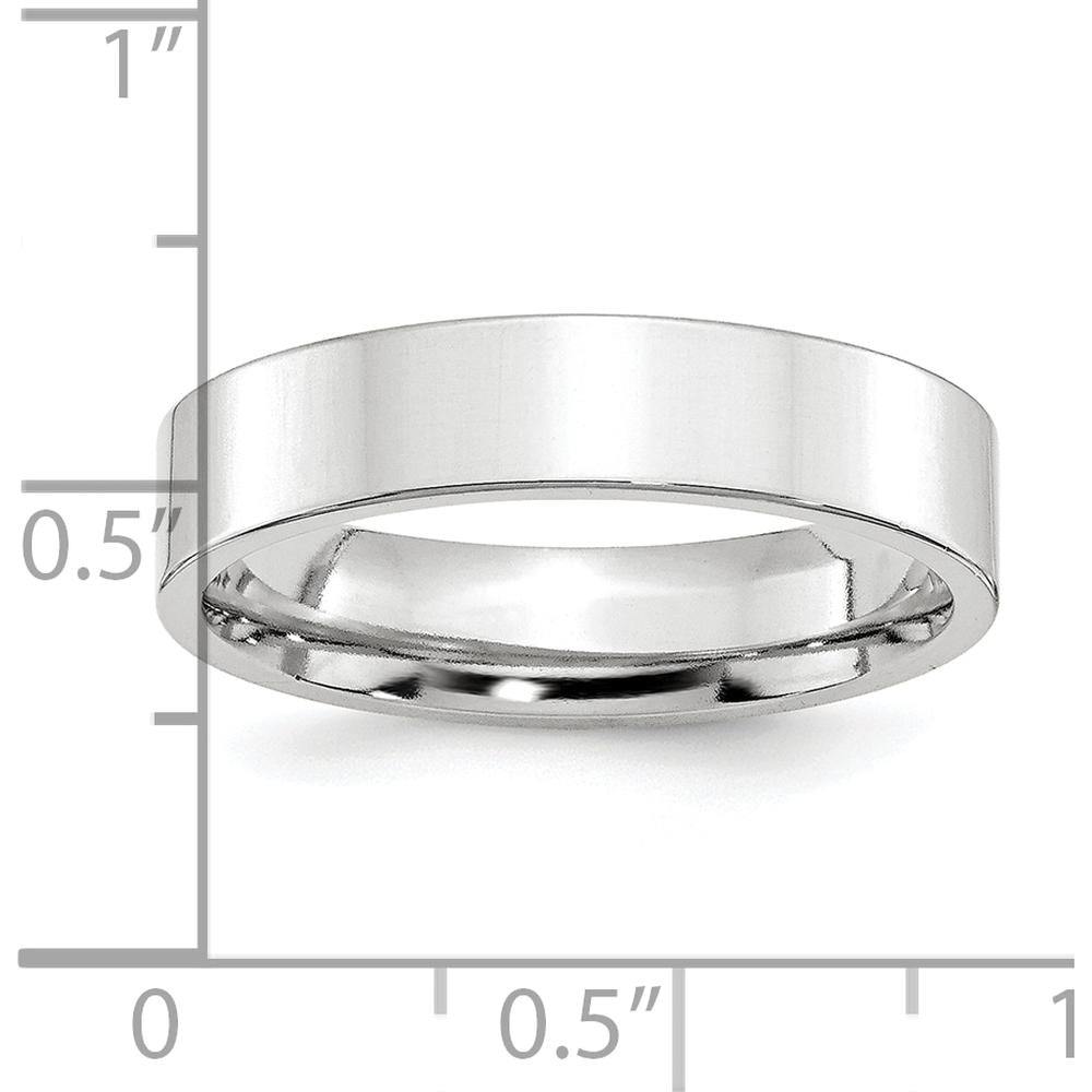 Platinum 5mm Polished Flat Wedding Band - Size 10 by Luciano & Cie
