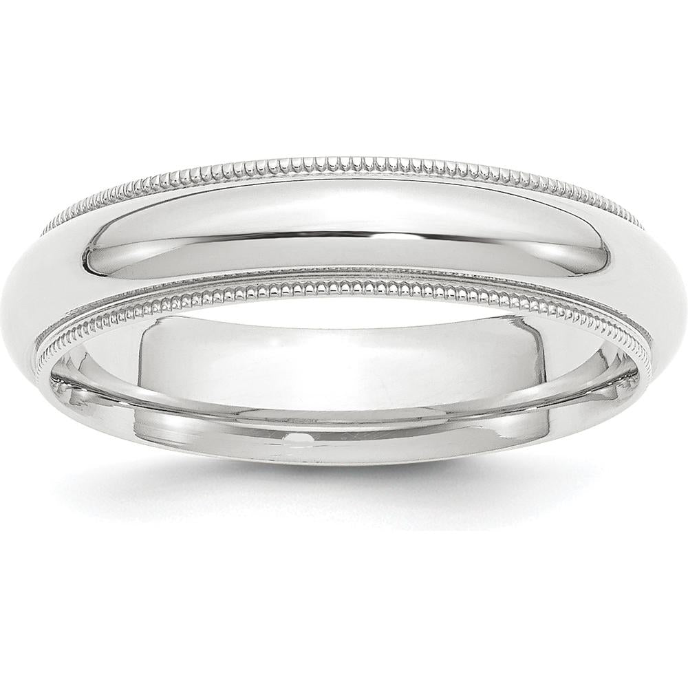 Platinum 5mm Polished Milgrain Comfort-Fit Wedding Band - Size 6 by Luciano & Cie