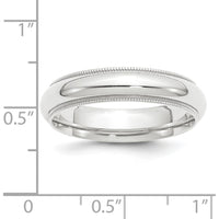 Platinum 5mm Polished Milgrain Comfort-Fit Wedding Band - Size 6 by Luciano & Cie