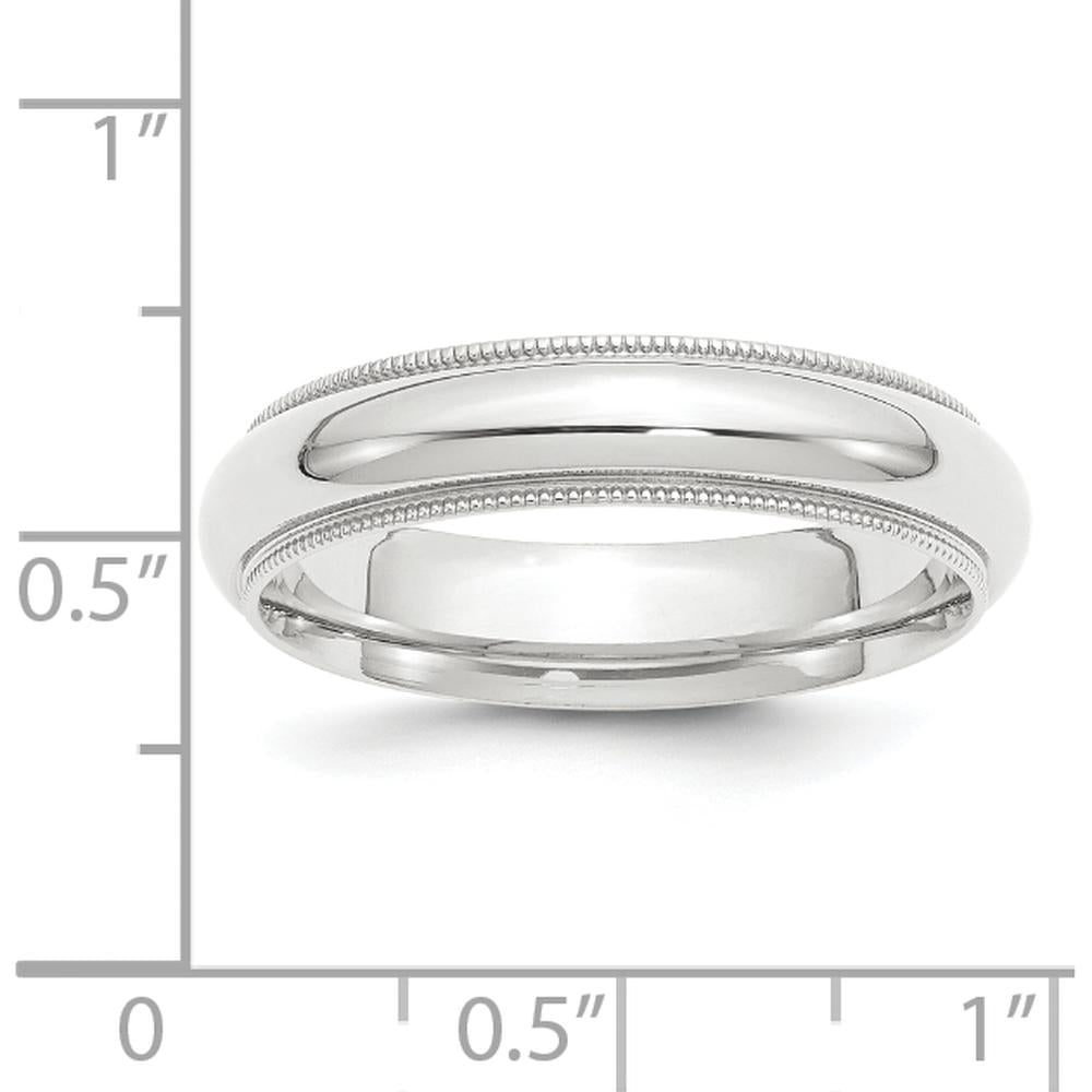 Platinum 5mm Polished Milgrain Comfort-Fit Wedding Band - Size 6 by Luciano & Cie