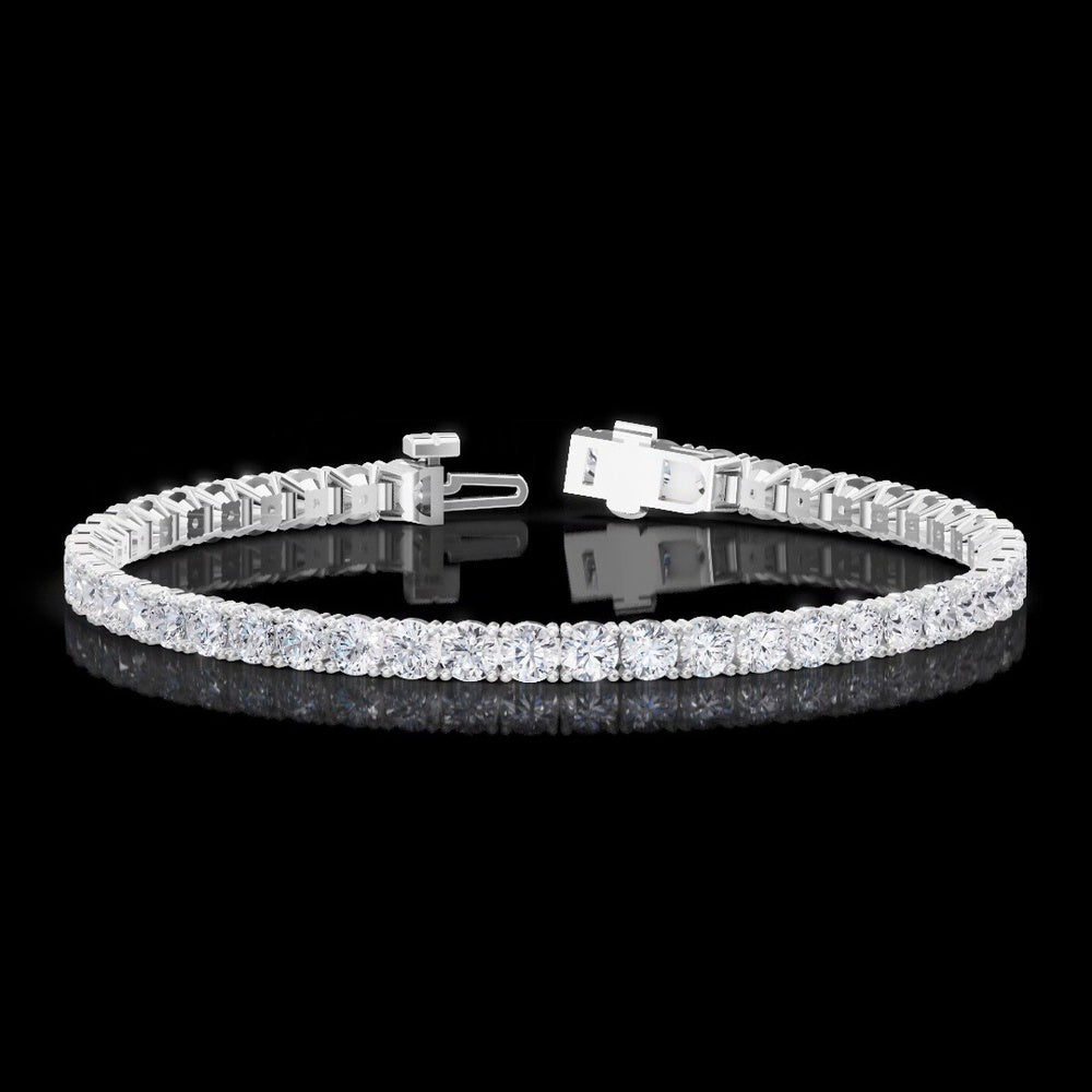 Platinum 6.51 Carat Tennis Bracelet with Round Brilliant Cut Lab Diamonds - E-F Color VS Clarity - Covaloro Fine Jewelry