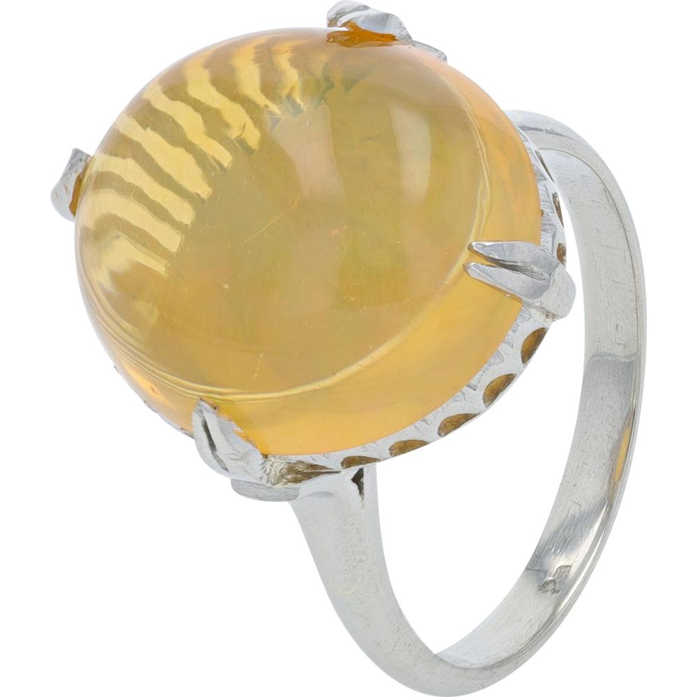 Platinum 6.81 Carat Fire Opal Ring - Cabochon Cut, Platinum 900
