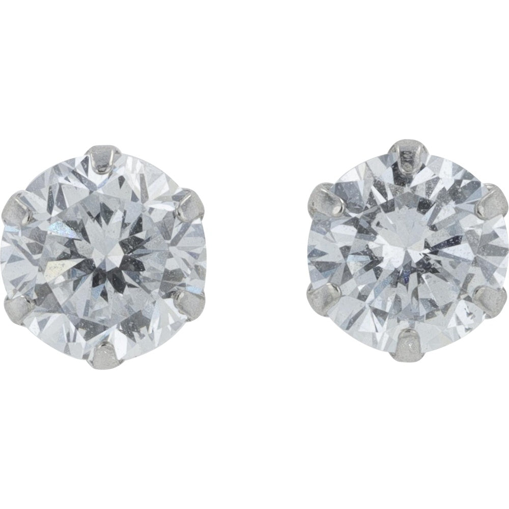 Platinum 6-Prong Lab-Grown Diamond Stud Earrings - 0.75 Carat Total Weight