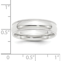 Platinum 6mm Comfort-Fit Wedding Band with Polished Milgrain Edging - Size 5.5 by Luciano & Cie