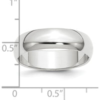 Platinum 6mm Half Round Wedding Band - Polished Finish - Size 12 by Luciano & Cie
