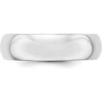 Platinum 6mm Half Round Wedding Band - Solid, Polished Finish, Standard Fit by Luciano & Cie