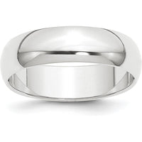 Platinum 6mm Half Round Wedding Band with Polished Finish - Engravable, Featherweight Design by Luciano & Cie