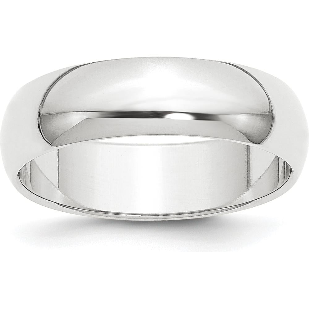Platinum 6mm Half Round Wedding Band with Polished Finish - Engravable, Featherweight Design by Luciano & Cie