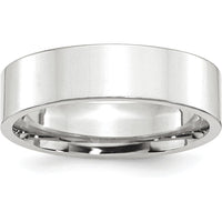 Platinum 6mm Polished Flat Wedding Band - Size 8 by Luciano & Cie