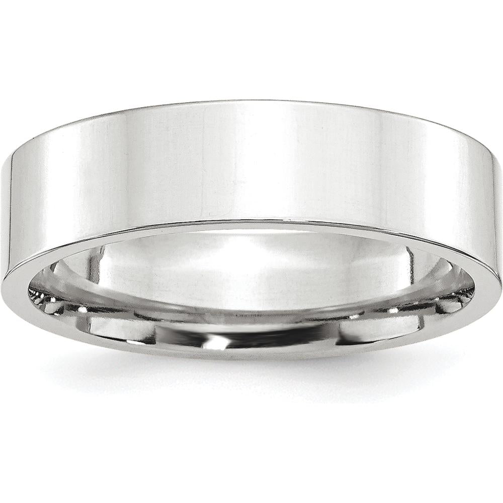 Platinum 6mm Polished Flat Wedding Band - Size 8 by Luciano & Cie