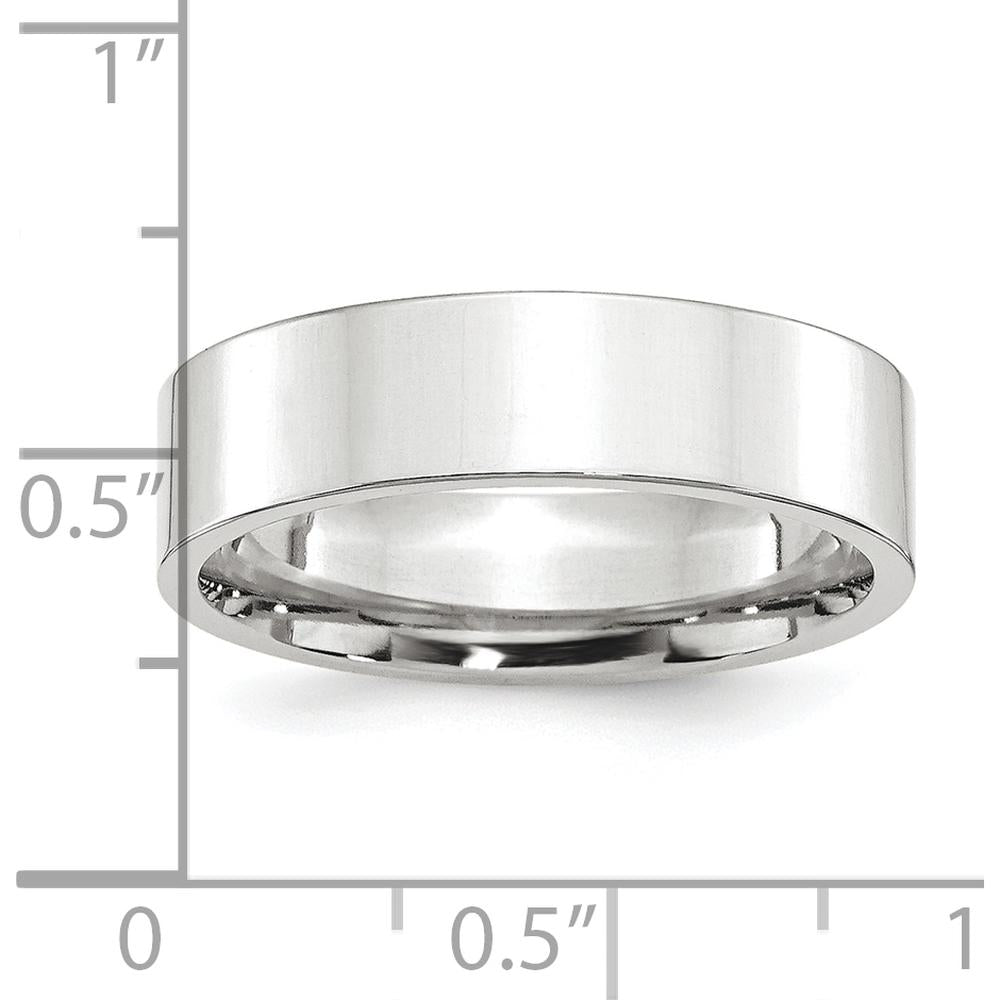 Platinum 6mm Polished Flat Wedding Band - Size 8 by Luciano & Cie