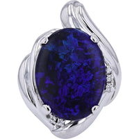 Platinum 7.07 Carat Black Opal Ring with 0.05 Carats of Diamond Accents