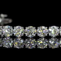 Platinum 7.5" Tennis Bracelet with 25 Prong-Set Round Brilliant Cut Lab Diamonds - 25.5 Carat Total Weight, E-F Color VS1 Clarity - Covaloro Fine Jewelry