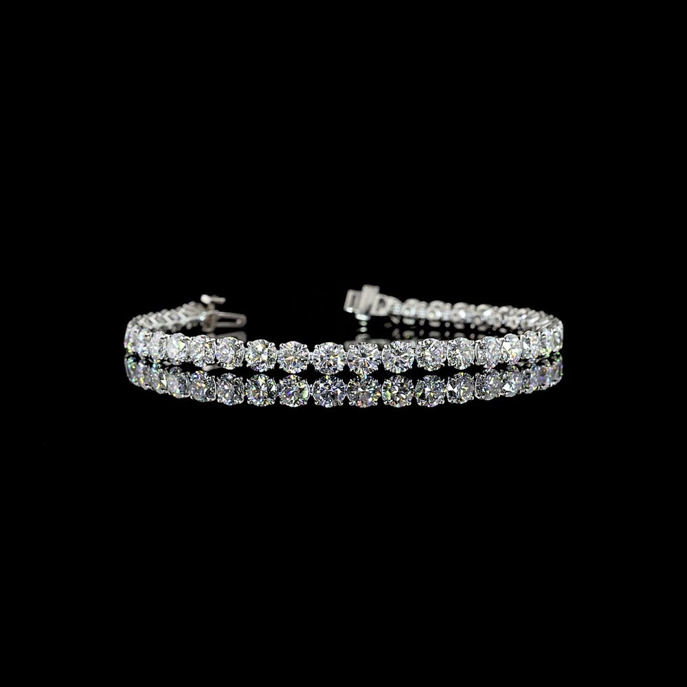 Platinum 7.5" Tennis Bracelet with 37 Prong-Set Round Lab Diamonds - 11.40 Carat Total Weight, E-F Color VS Clarity - Covaloro Fine Jewelry
