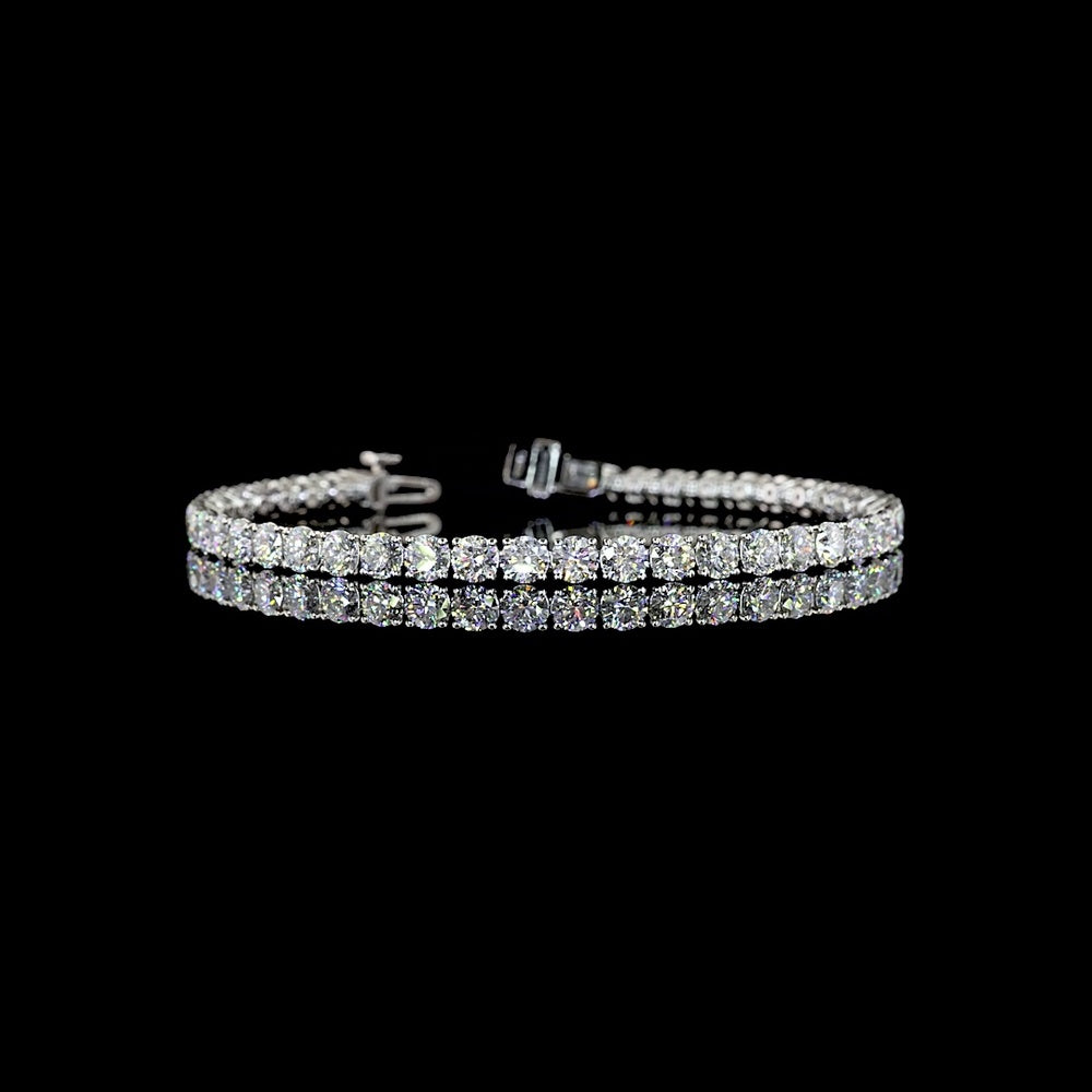 Platinum 7.5" Tennis Bracelet with 45 Prong Set Round Brilliant Cut Lab Diamonds - 9.25 Carat Total Diamond Weight - Covaloro Fine Jewelry