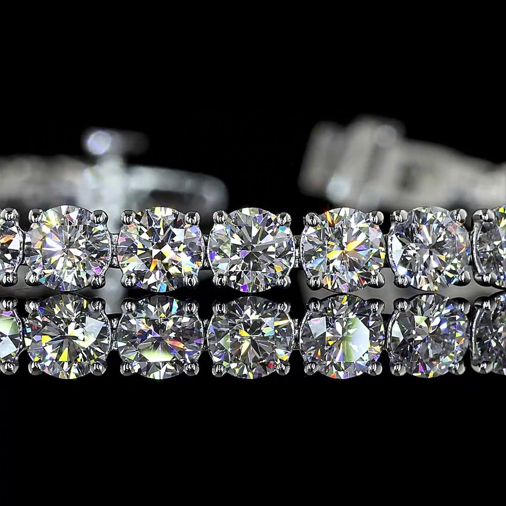 Platinum 7.5" Tennis Bracelet with 45 Prong Set Round Brilliant Cut Lab Diamonds - 9.25 Carat Total Diamond Weight - Covaloro Fine Jewelry