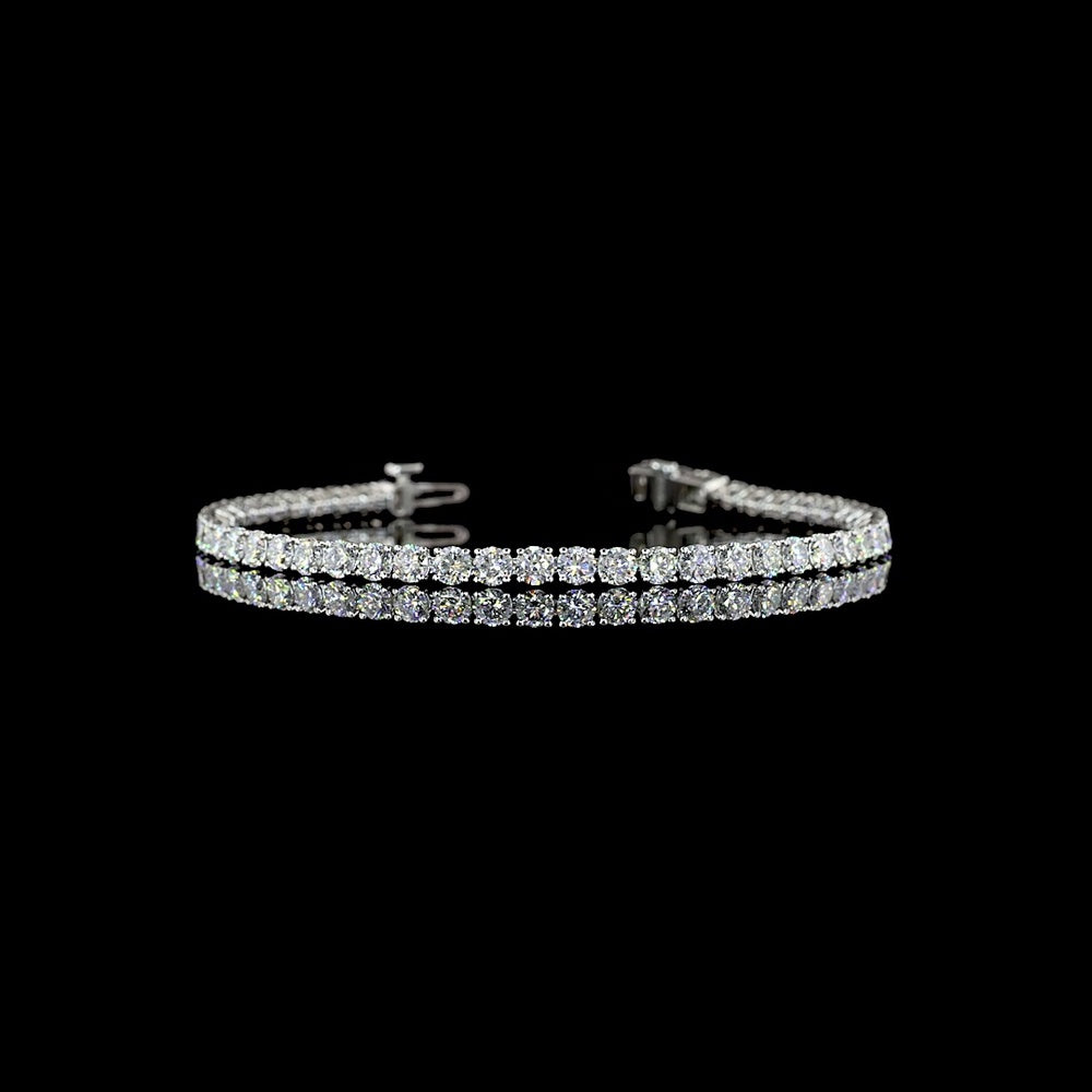 Platinum 7.5" Tennis Bracelet with 49 Prong Set Round Lab Diamonds - 6.24 Carat Total Weight (E-F Color, VS2 Clarity) - Covaloro Fine Jewelry