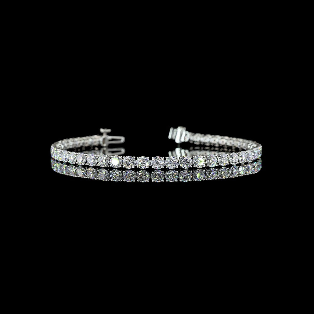 Platinum 7.58 Carat Tennis Bracelet with 44 Round Brilliant Cut Lab Diamonds - E-F Color VS1 Clarity, Prong Set - Covaloro Fine Jewelry