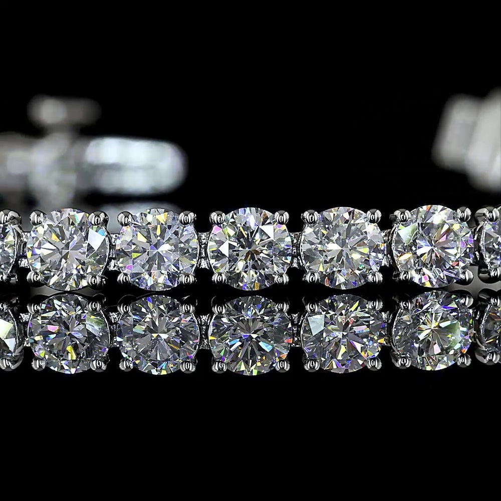 Platinum 7.58 Carat Tennis Bracelet with 44 Round Brilliant Cut Lab Diamonds - E-F Color VS1 Clarity, Prong Set - Covaloro Fine Jewelry