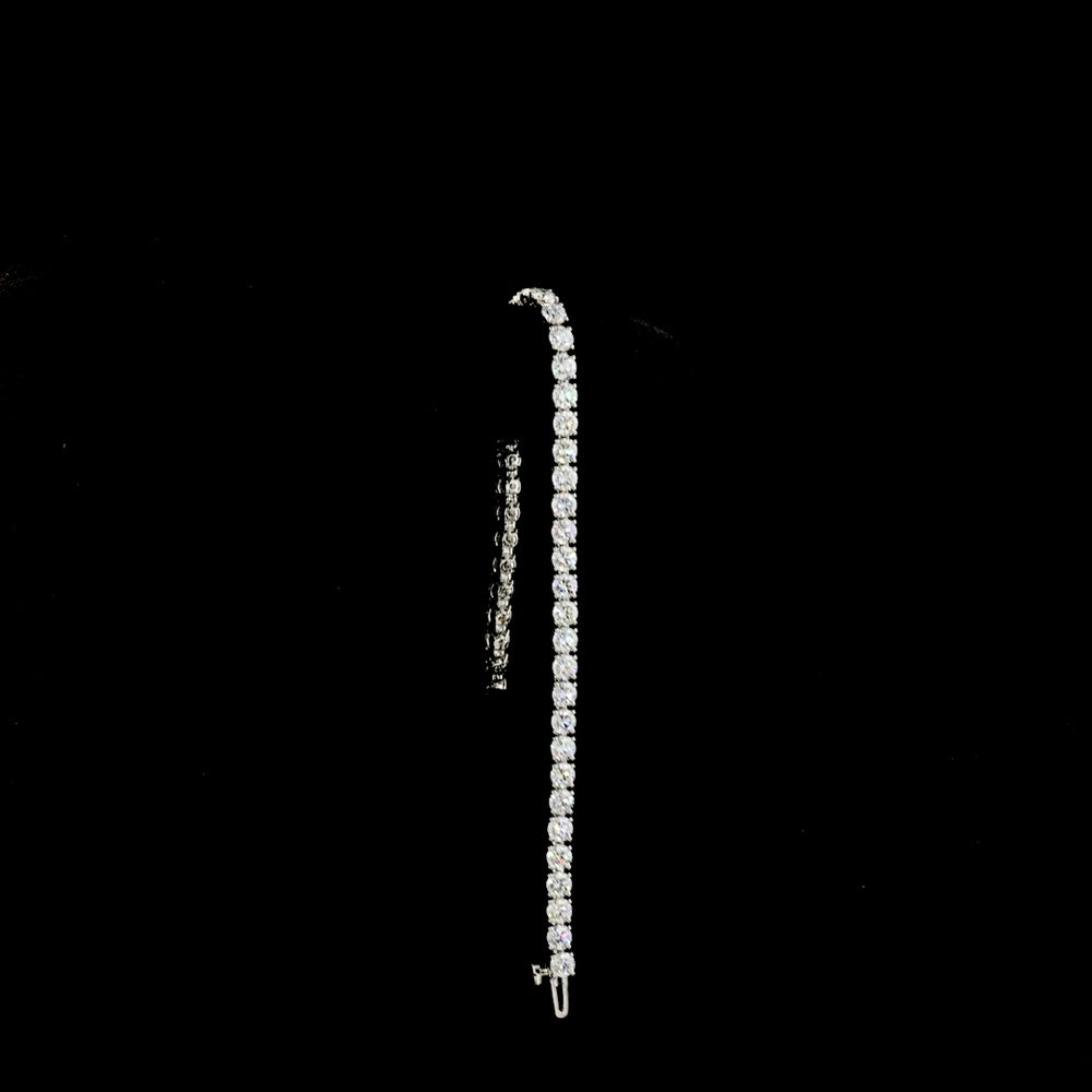 Platinum 7.58 Carat Tennis Bracelet with 44 Round Brilliant Cut Lab Diamonds - E-F Color VS1 Clarity, Prong Set - Covaloro Fine Jewelry