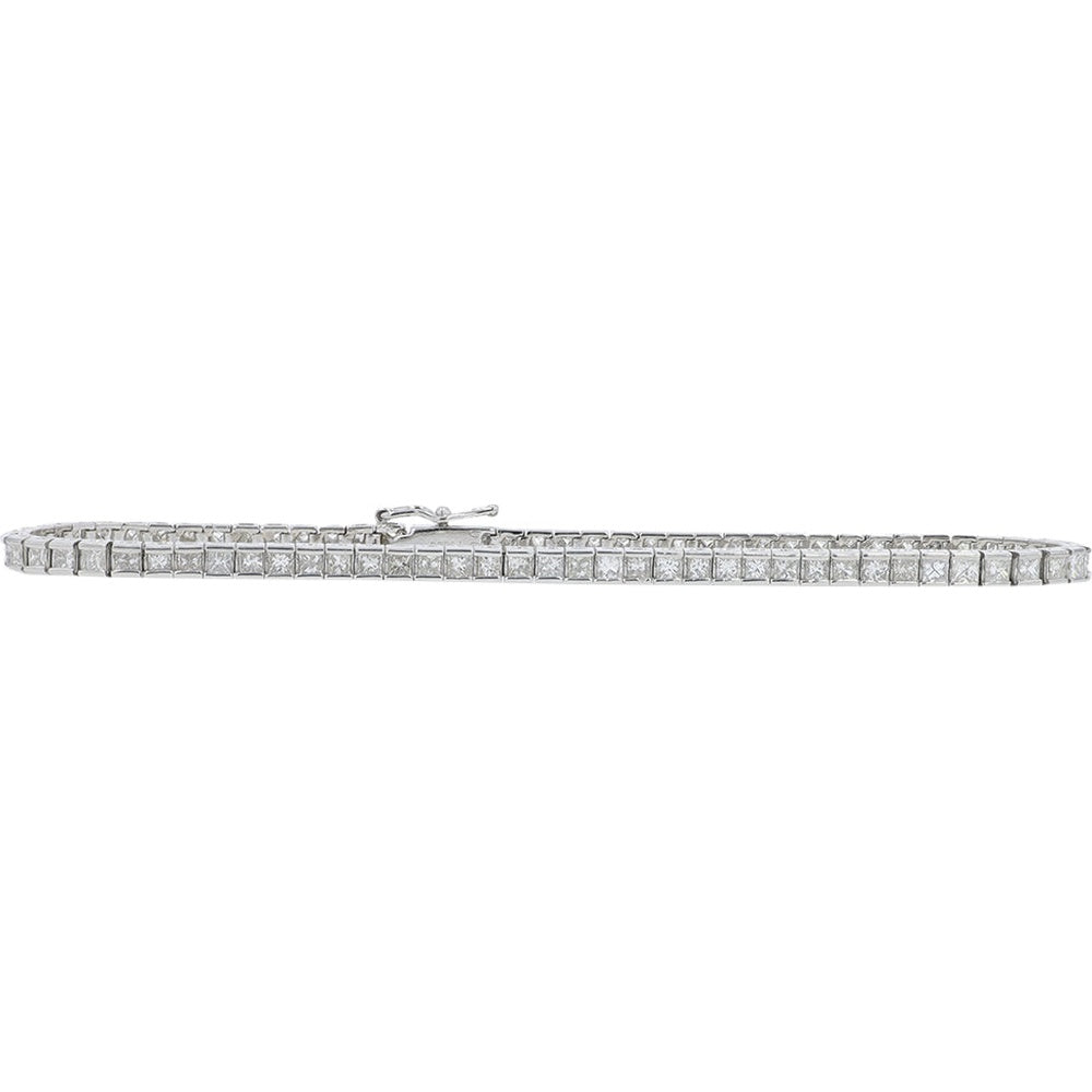 Platinum 7-Inch Channel-Set Square Diamond Tennis Bracelet - 3.00 Carat Total Diamond Weight