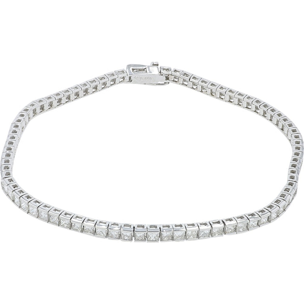 Platinum 7-Inch Channel-Set Square Diamond Tennis Bracelet - 3.00 Carat Total Diamond Weight