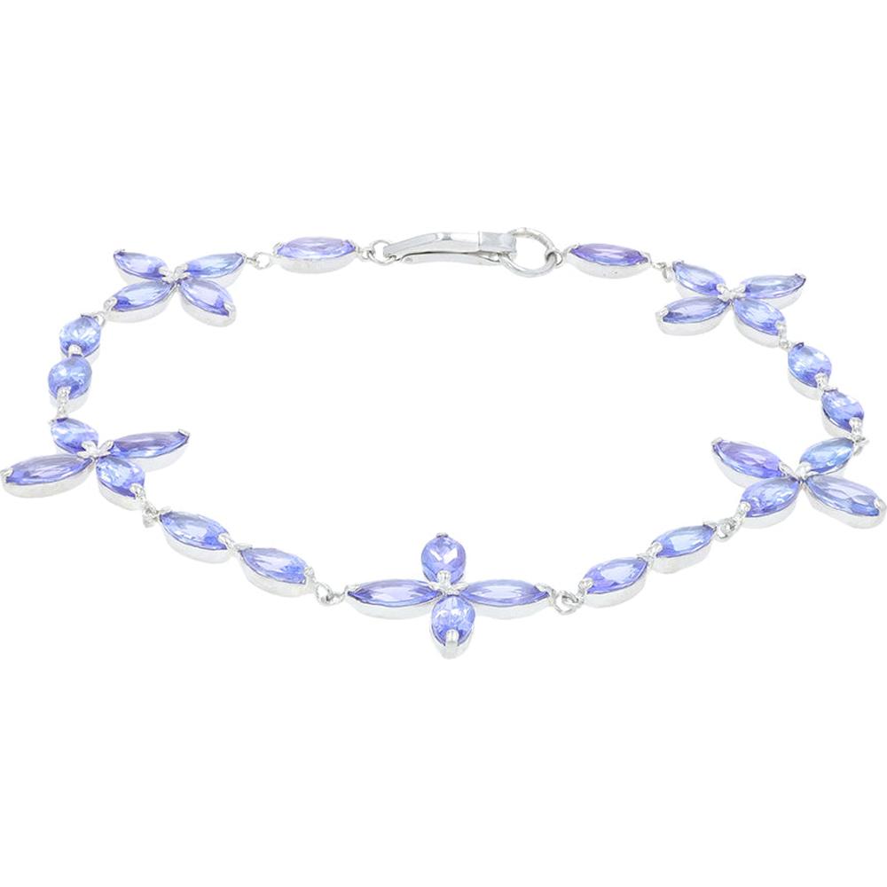 Platinum 7 - Inch Tanzanite Flower Bracelet with 6.60 Carat Total Carat Weight Tanzanite