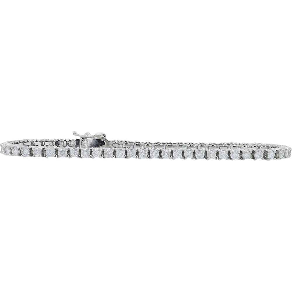 Platinum 7-Inch Tennis Bracelet with Prong-Set Round Diamonds - 3.00 Carat Total Diamond Weight