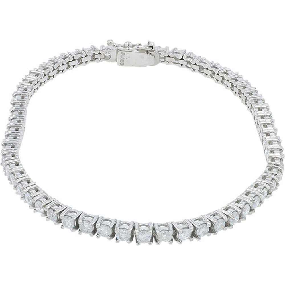 Platinum 7-Inch Tennis Bracelet with Prong-Set Round Diamonds - 3.00 Carat Total Diamond Weight