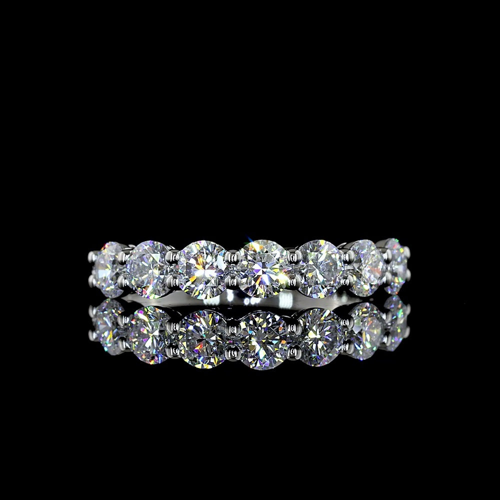 Platinum 7-Stone Eternity Band with Prong-Set Round Lab-Grown Diamonds - 1.02 Carat Total Weight (E-F Color, VS Clarity) - Covaloro Fine Jewelry