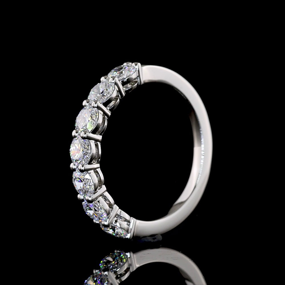 Platinum 7-Stone Eternity Band with Prong-Set Round Lab-Grown Diamonds - 1.02 Carat Total Weight (E-F Color, VS Clarity) - Covaloro Fine Jewelry