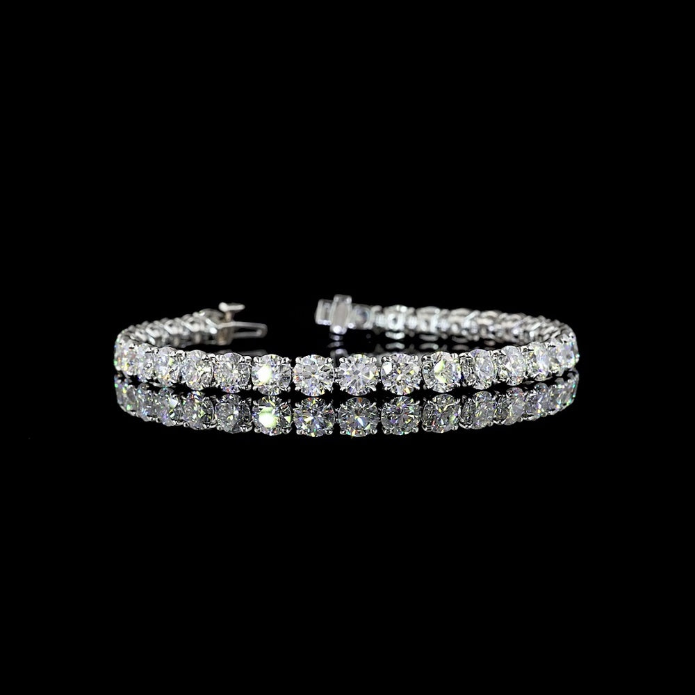 Platinum 8" Tennis Bracelet with 33 Prong Set Round Brilliant Cut Lab Diamonds - 17.09 Carat Total Weight - Covaloro Fine Jewelry