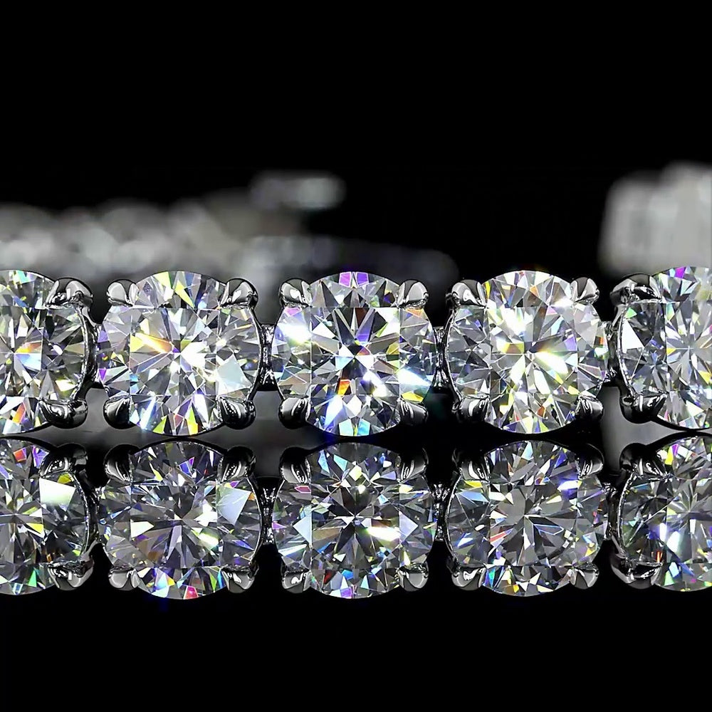 Platinum 8" Tennis Bracelet with 33 Prong Set Round Brilliant Cut Lab Diamonds - 17.09 Carat Total Weight - Covaloro Fine Jewelry