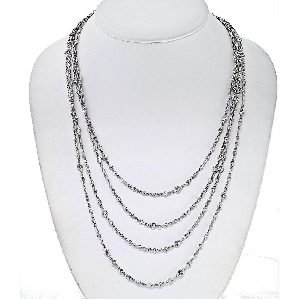 Platinum 89-Inch Diamond by the Yard Necklace with Bezel-Set Round Brilliant Diamonds - 38.00 Carats Total Diamond Weight