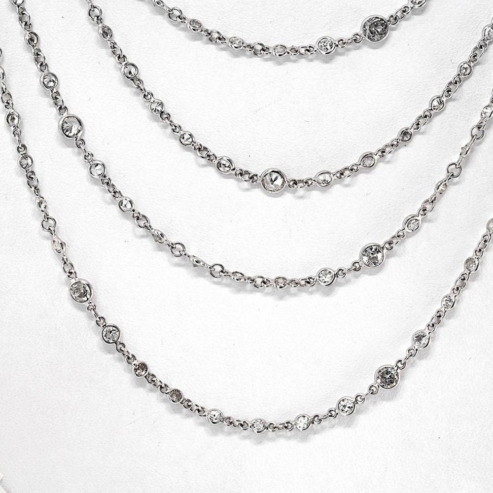 Platinum 89-Inch Diamond by the Yard Necklace with Bezel-Set Round Brilliant Diamonds - 38.00 Carats Total Diamond Weight