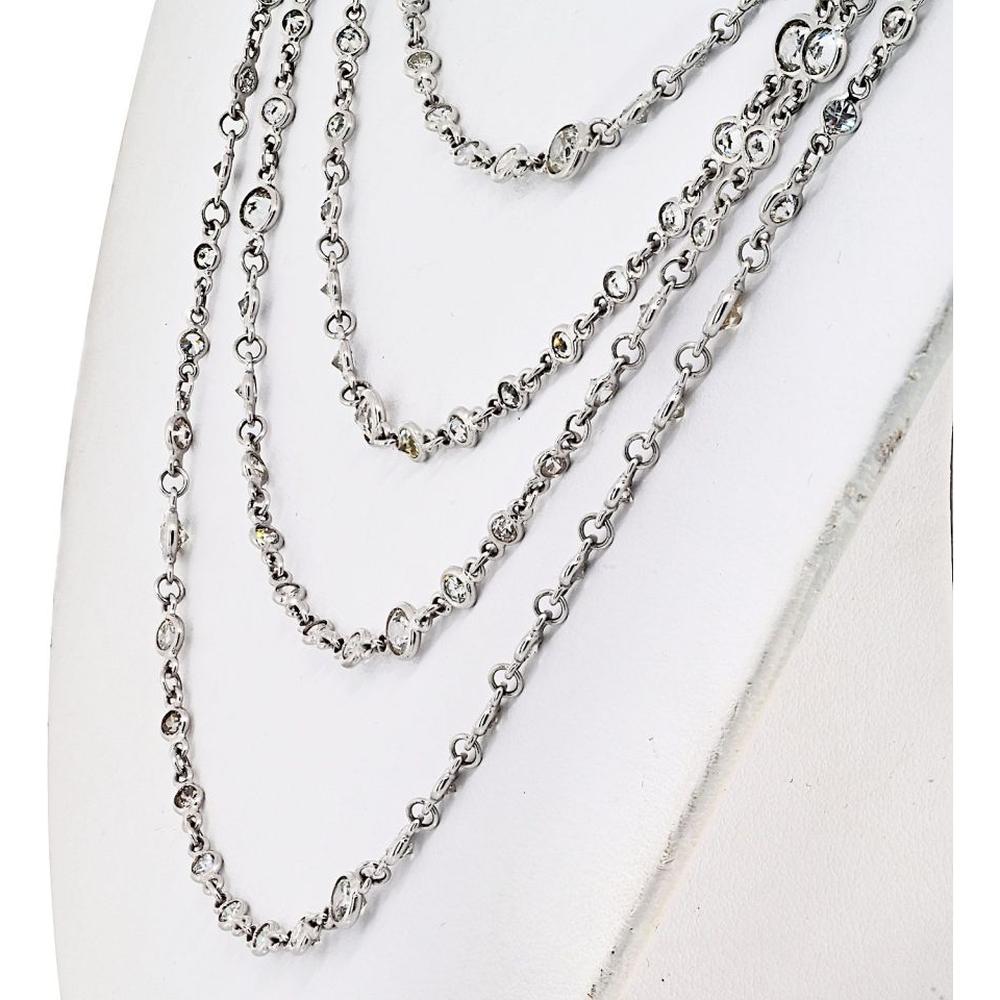 Platinum 89-Inch Diamond by the Yard Necklace with Bezel-Set Round Brilliant Diamonds - 38.00 Carats Total Diamond Weight