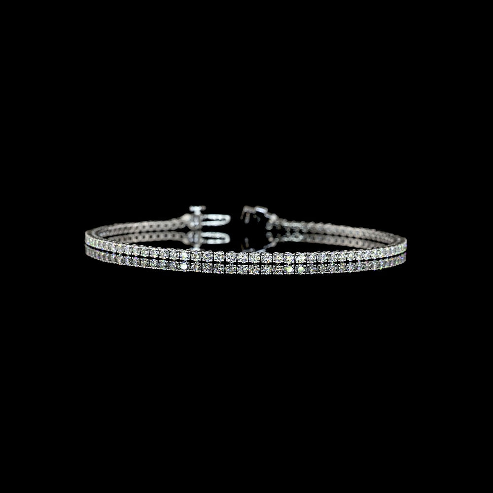 Platinum 89-Stone Tennis Bracelet with Round Brilliant Cut Natural Diamonds - 2.19 Carat Total Diamond Weight, G-H Color SI Clarity - Covaloro Fine Jewelry