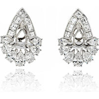 Platinum 9-Carat Diamond Earrings with Pear and Round Brilliant Diamonds - 9.0 Carats Total Diamond Weight