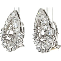 Platinum 9-Carat Diamond Earrings with Pear and Round Brilliant Diamonds - 9.0 Carats Total Diamond Weight