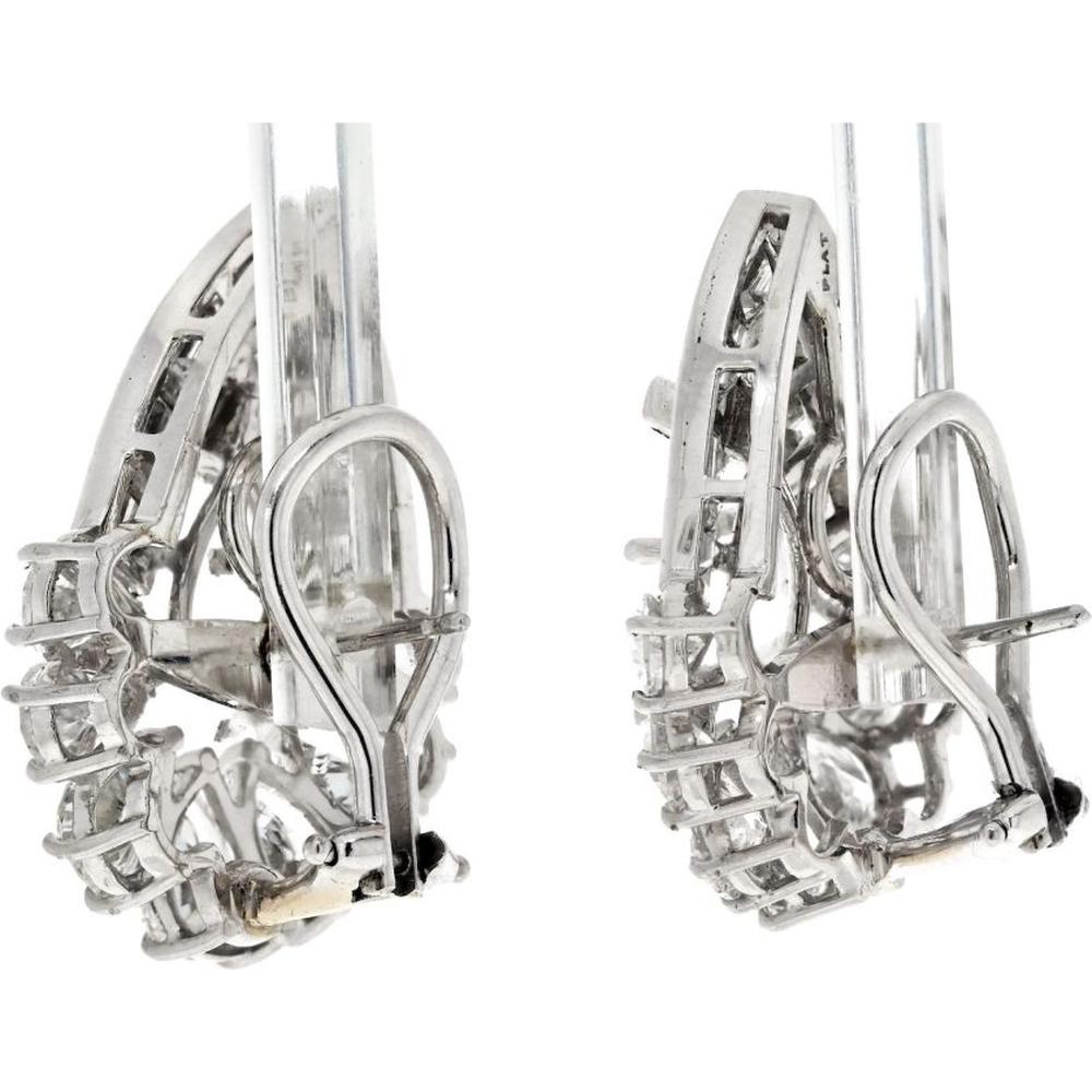 Platinum 9-Carat Diamond Earrings with Pear and Round Brilliant Diamonds - 9.0 Carats Total Diamond Weight