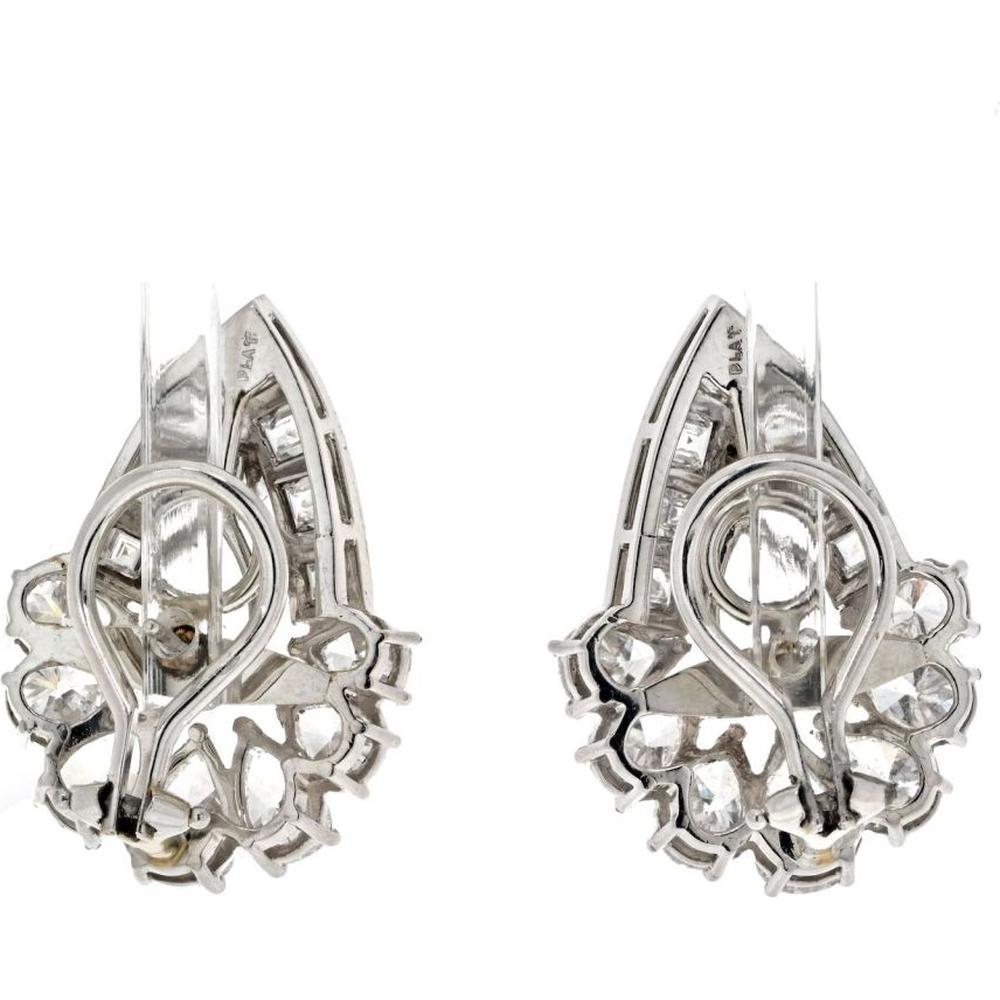 Platinum 9-Carat Diamond Earrings with Pear and Round Brilliant Diamonds - 9.0 Carats Total Diamond Weight