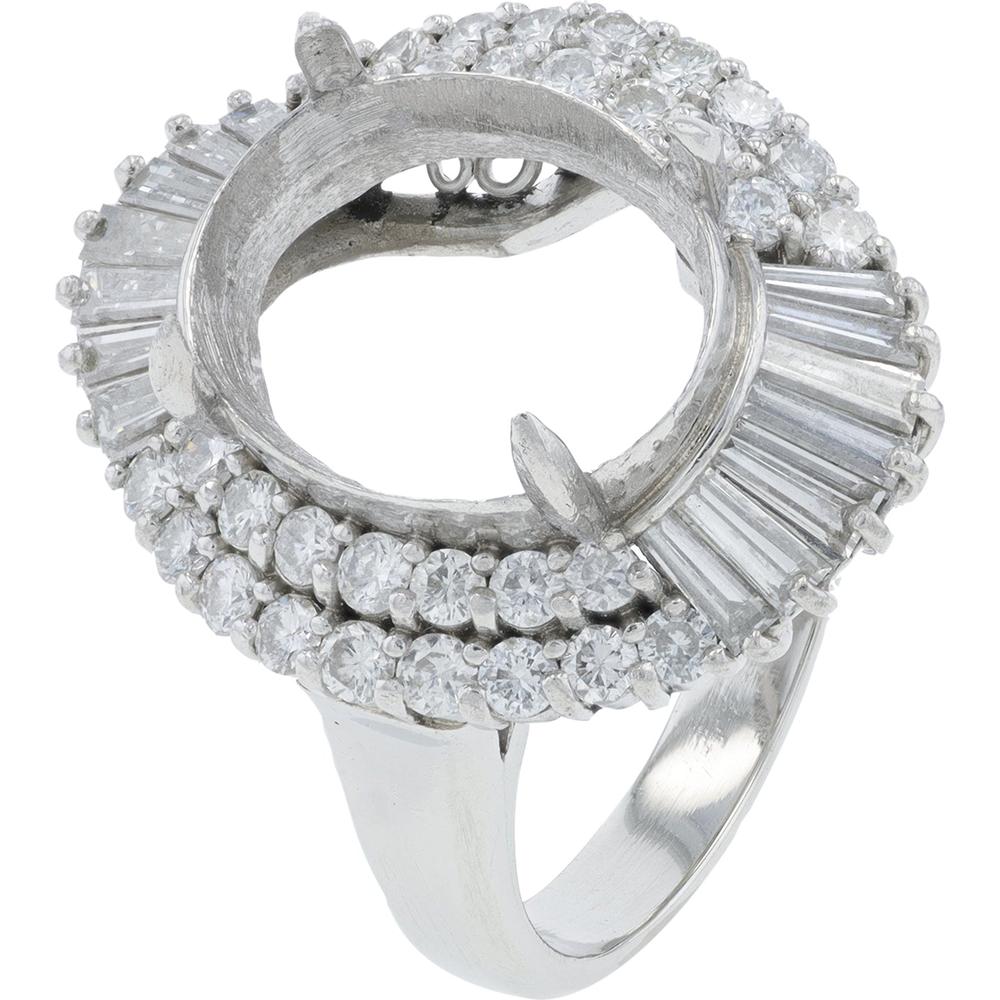 Platinum 900 1.27 Carat Diamond Semi-Mount Ring for Custom Center Stone Setting