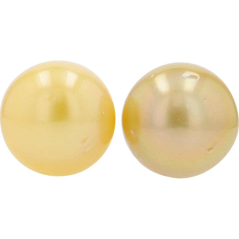 Platinum 900 14 - 14.9mm Round Pearl Stud Earrings - 2 Large Creamy Pearls
