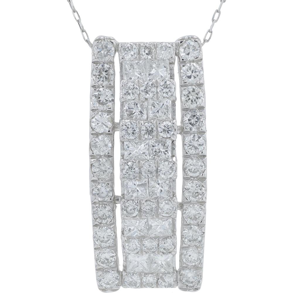 Platinum 900 2.00 Carat Total Diamond Pendant with Geometric Design