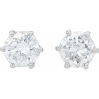 Platinum 900 2.02 Carat Diamond Stud Earrings - 1.01 Carat Each Diamond